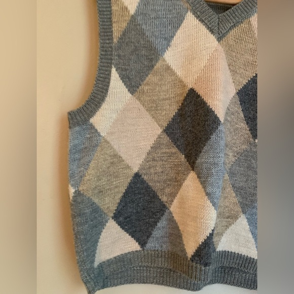 Esprit vintage sweater vest 80’s diamond gray tone - Picture 2 of 8